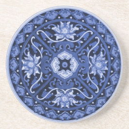 Posavasos Mandala blanca y azul antichina