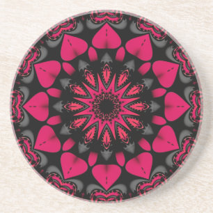 Posavasos Mandala de amor de loto rosa negro