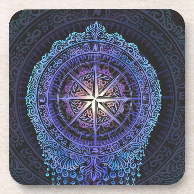 Posavasos Mandala de brújula celeste (Frente)