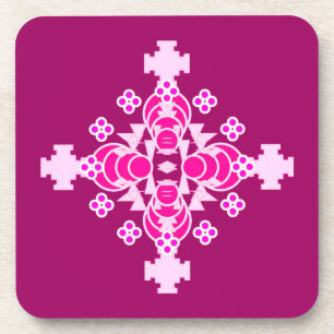 Posavasos Mandala de cuatro puntos - rosa pálido y ciruela