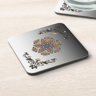 Posavasos Mandala de Medianoche – Diseño Cósmico Floral