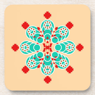 Posavasos Mandala de ocho puntos: turquesa y melocotón