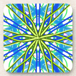 Posavasos Mandala en blanco con amarillo y el azul