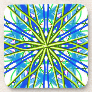 Posavasos Mandala en blanco con amarillo y el azul