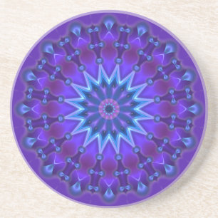 Posavasos Mandala estrella en azul violeta