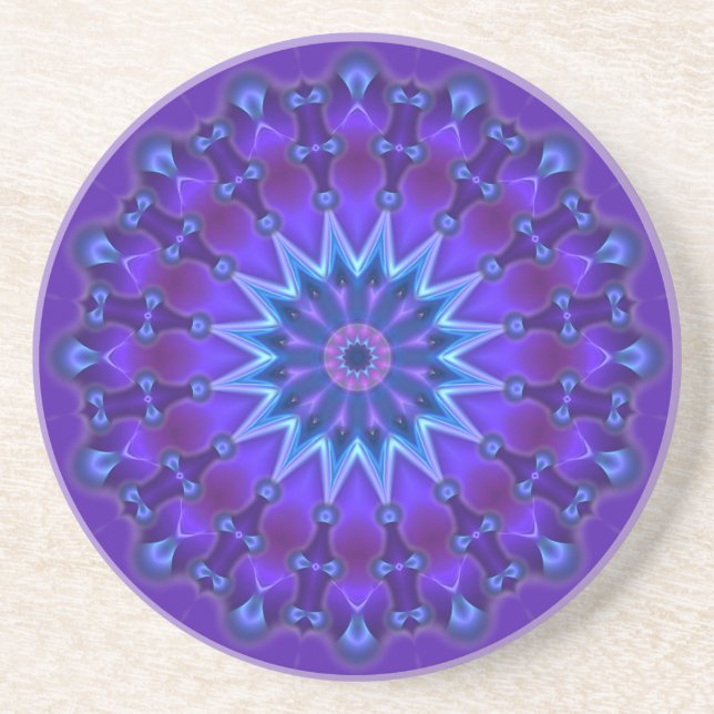 Posavasos Mandala estrella en azul | violeta (Frente)