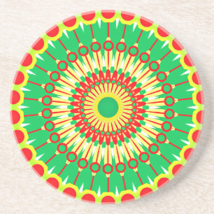 Posavasos Mandala Green Círculo Rojo Diseño-58577
