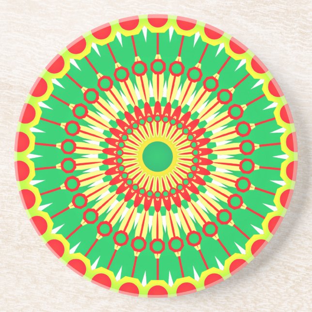 Posavasos Mandala Green Círculo Rojo Diseño-58577 (Frente)