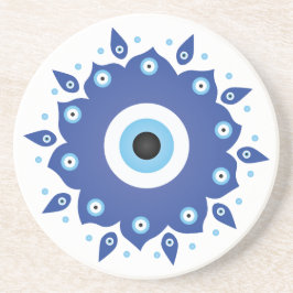 Posavasos Mandala griega malvado Ojo Azul Blanco