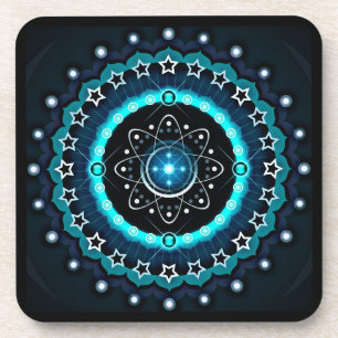 Posavasos Mandala Kaleidoscope con fondo negro