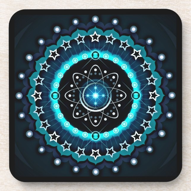 Posavasos Mandala Kaleidoscope con fondo negro (Frente)