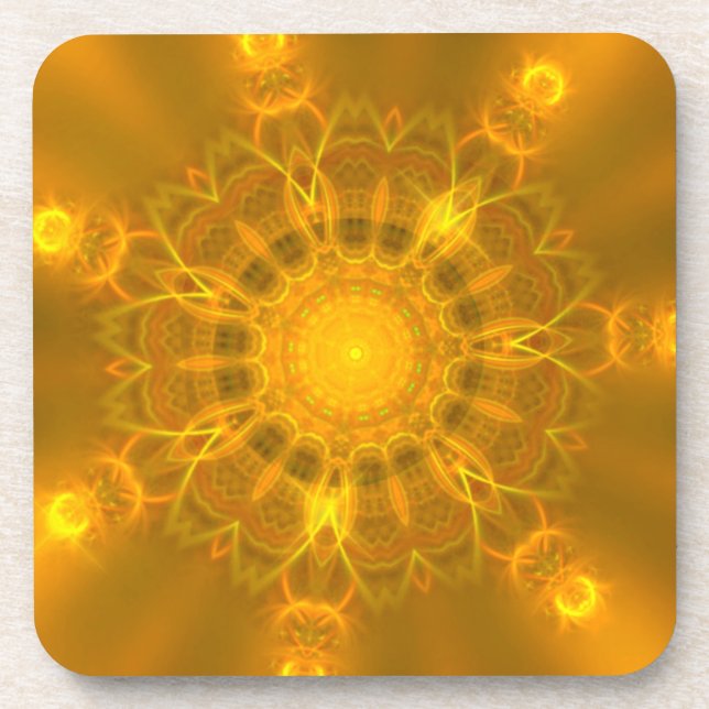 Posavasos Mandala Lace Lines fondo amarillo cálido (Frente)