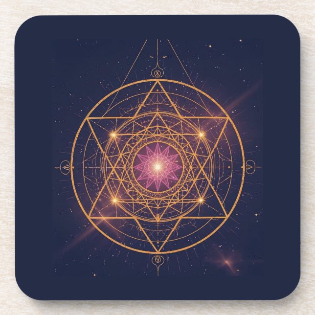 Posavasos Mandala Luminoso de Armonía Dorada (Frente)