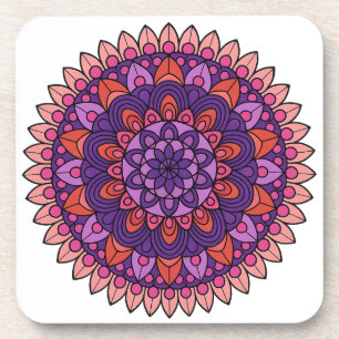 Posavasos Mandala púrpura y rosa