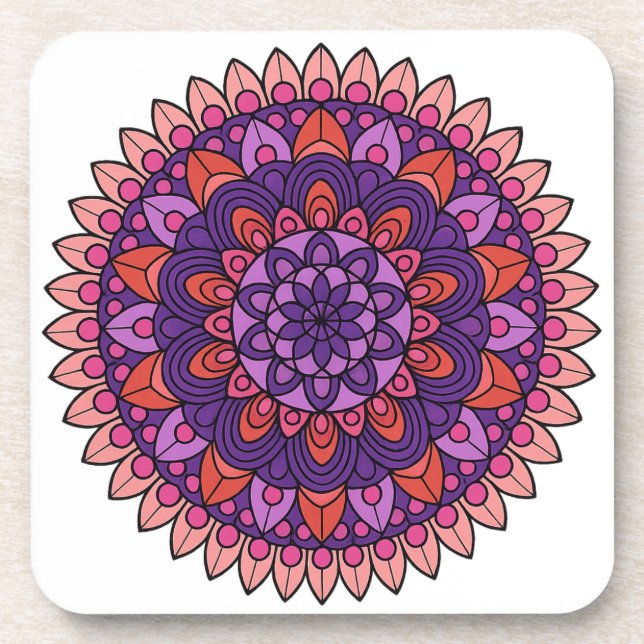 Posavasos Mandala púrpura y rosa (Frente)