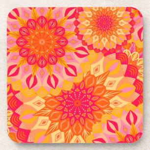 Posavasos Mandalá superpuesto naranja rosa amarillo