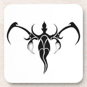 Posavasos Mándala tribal ornamental de elefante en blanco y 