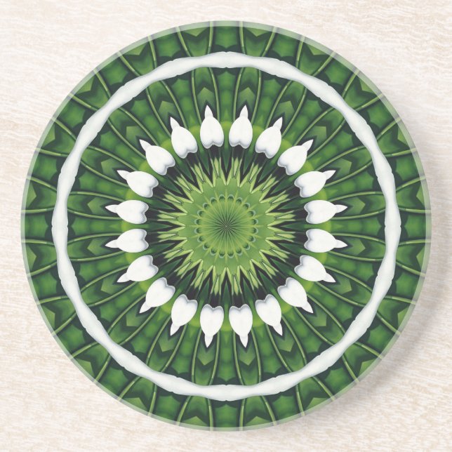 Posavasos Mandala verde tropical (Frente)