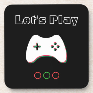Posavasos Mando de videojuego, Let's Play, arte rojo y verde