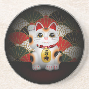 Posavasos Maneki de cerámica blanco Neko