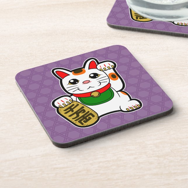 Posavasos Maneki Neko: Gato afortunado japonés (Lado Izquierdo)