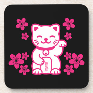 Posavasos Maneki-neko japonés rosado