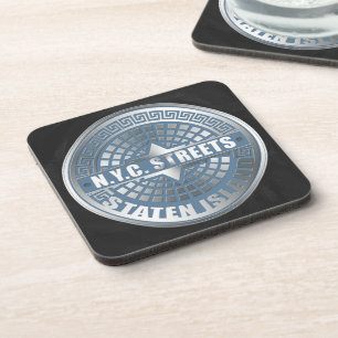 Posavasos Manhole Staten Island Blue
