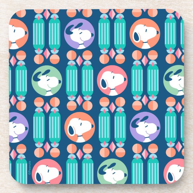 Posavasos Maní | Patrón de sueños de deco azul oscuro Snoopy (Frente)
