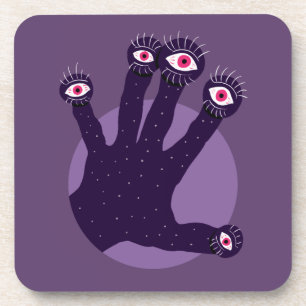 Posavasos Mano Asombrosa Tiene Dedos Extraños Con Ojos Mirad