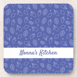 Posavasos Mano personalizada dibujada en azul lemones italia