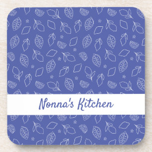 Posavasos Mano personalizada dibujada en azul lemones italia