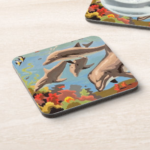 Posavasos Mano Pintada Por Número   Delfines lúdicos  