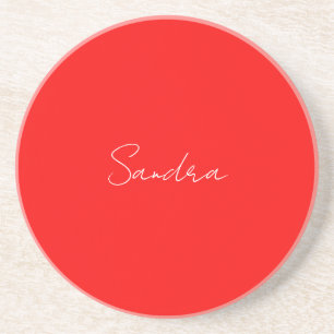 Posavasos Mano roja blanca escrita Minimalista tu nombre