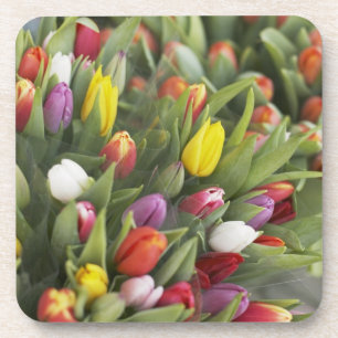 Posavasos Manojos de tulipanes coloridos