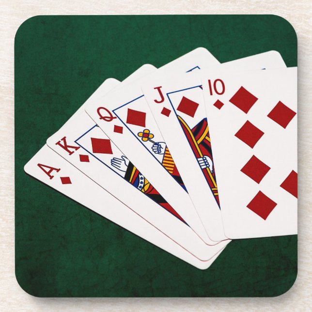 Posavasos Manos de Póquer - Flush real - Demanda de diamante (Frente)