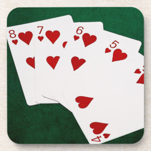 Posavasos Manos de póquer - Flush recto - Corazón adecuado