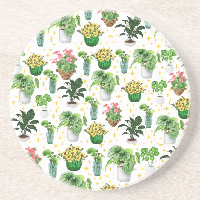 Posavasos Manta de Plantas en Macetas Caprichosas (Frente)