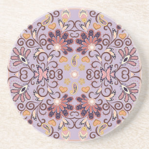 Posavasos Manteles florales indios: adorable patrón pastel