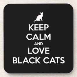 Posavasos Mantener la calma y amar a los gatos negros