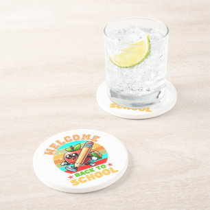 Posavasos Manzana de dibujos animados retro linda Bienveni