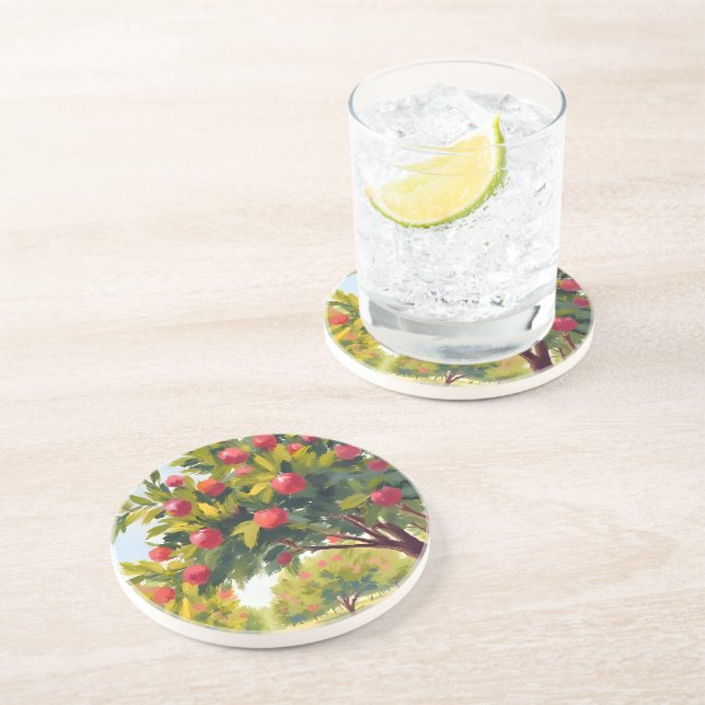 Posavasos Manzanar de Otoño Acuarela (Lado)