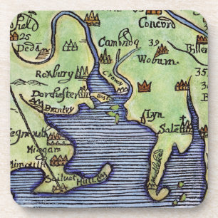 POSAVASOS MAPA 1677 DE NUEVA INGLATERRA