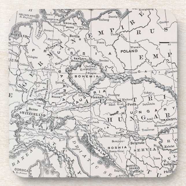 POSAVASOS MAPA: ALEMANIA Y AUSTRIA (Frente)
