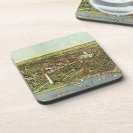 Posavasos Mapa antiguo con vista panorámica de Washington DC