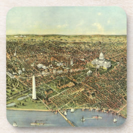 Posavasos Mapa antiguo con vista panorámica de Washington DC