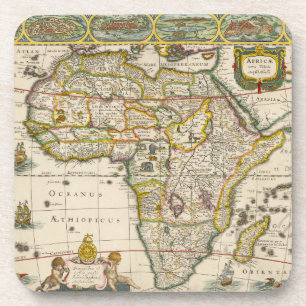 Posavasos Mapa Antiguo de África por Hondius y Jansson