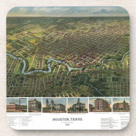 Posavasos Mapa Antiguo de Houston, Texas con el río Buffalo