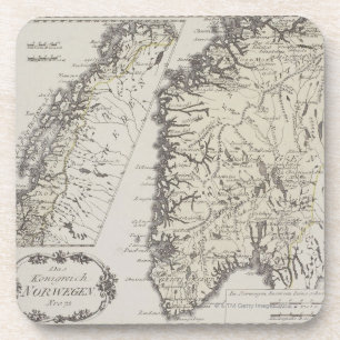 Posavasos Mapa antiguo de Noruega