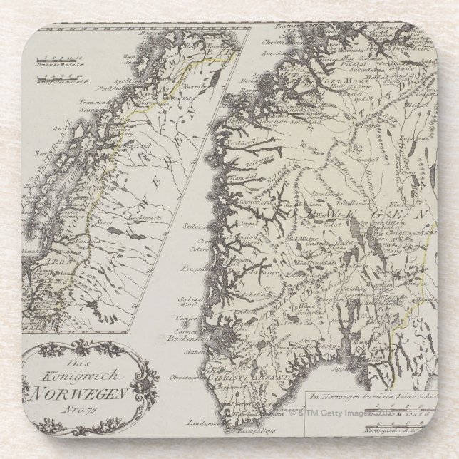Posavasos Mapa antiguo de Noruega (Frente)