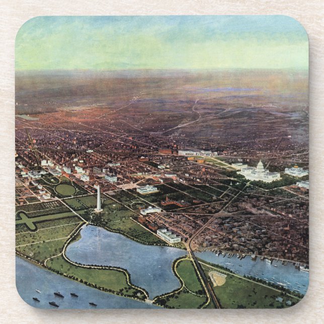 Posavasos Mapa antiguo de Washington DC y el río Potomac (Frente)